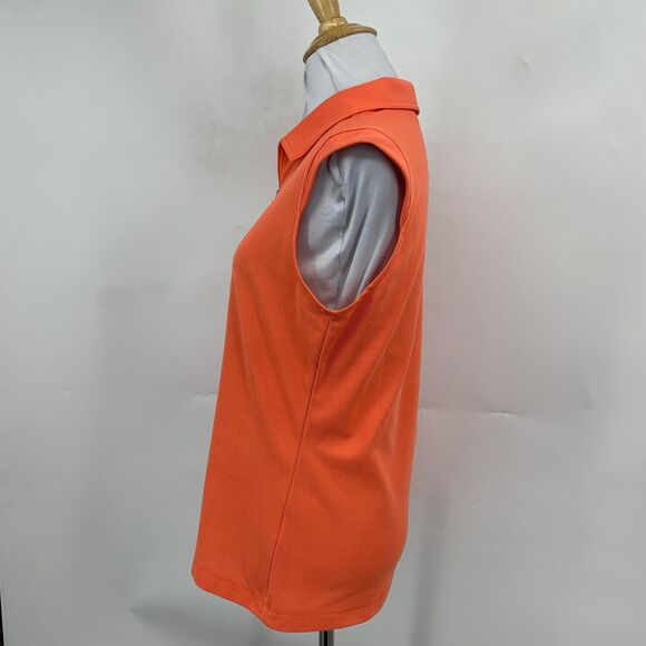 NVO Sport Shirt Womens M Medium Tangerine Quarter Zip Sleeveless Pique Golf Polo - Picture 4 of 11